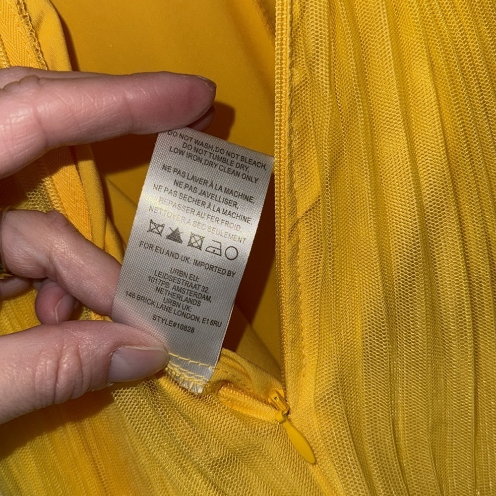 Anthropologie Hutch Pleated Tulle Jumpsuit bright yellow statement bold size 2 - Picture 9 of 14
